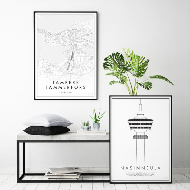 Minimalistinen Tampere Kaupunkijuliste - Påster