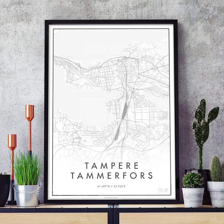 Minimalistinen Tampere Kaupunkijuliste - Påster