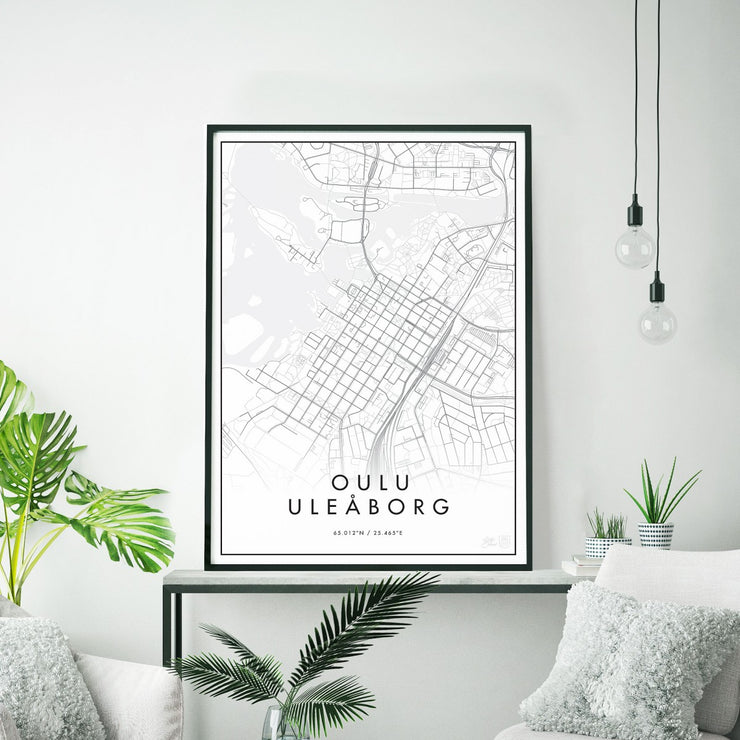 Minimalistinen Oulu Kaupunkijuliste - Påster